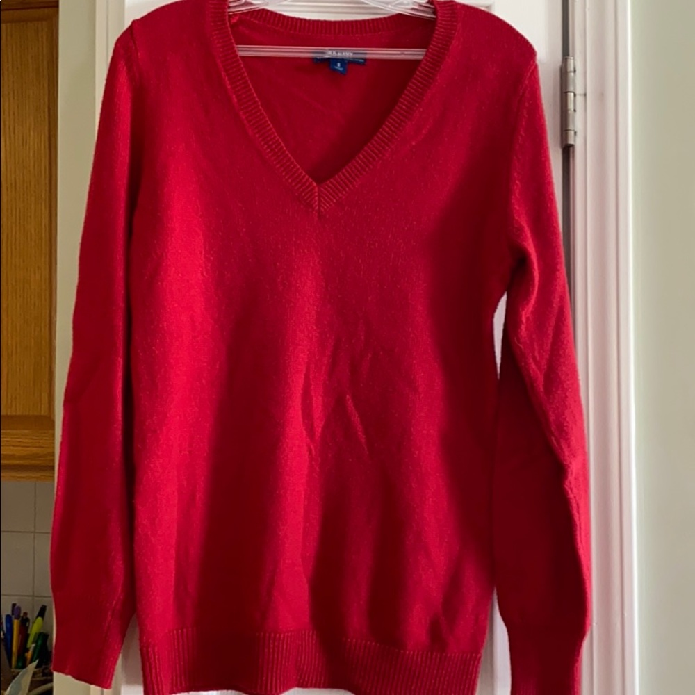 Red medium long cardigan sweater